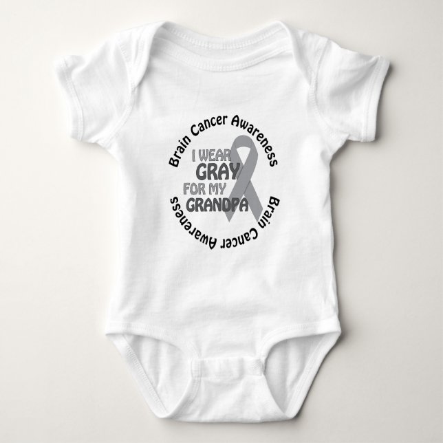 I Wear Gray For My Grandpa Brain Cancer Awarenes Baby Bodysuit (Front)