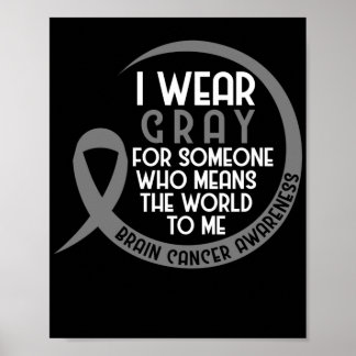 I Wear Gray For Someone  Brain Tumor Gray Ribbon Poster