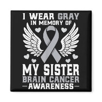 I Wear Gray In Memory Of My Sister Brain Cancer Aw Magnet