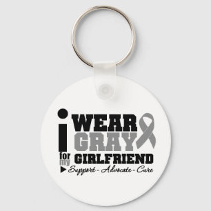 I Wear Gray Ribbon For My Girlfriend Keychain