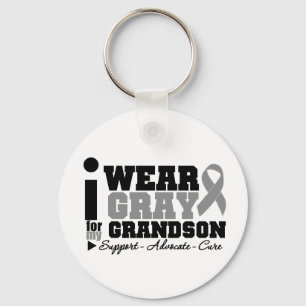 I Wear Gray Ribbon For My Grandson Keychain