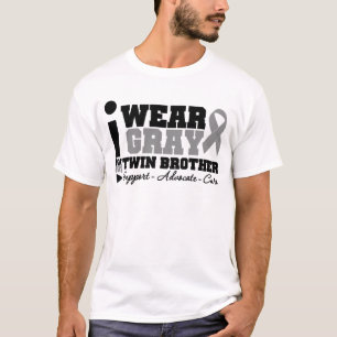 I Wear Gray Ribbon For My Twin Brother T-Shirt