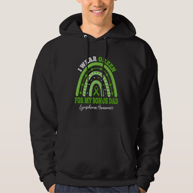 I Wear Green For Bonus Dad Lymphoma Awareness Rain Hoodie (Front)