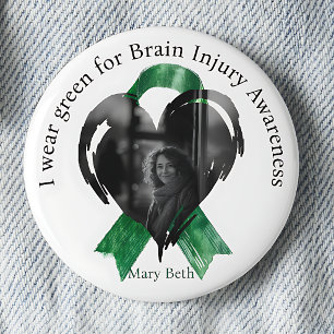 I Wear Green for Brain Injury Awareness Photo Button