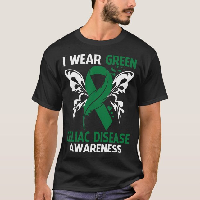 I Wear Green For CELIAC DISEASE Awareness T-Shirt (Front)