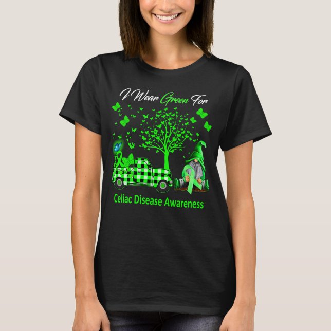 I Wear Green For Celiac Disease Awareness T-Shirt (Front)