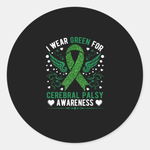 i wear green for cerebral Awareness Classic Round Sticker