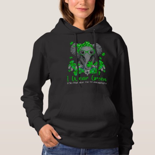 I Wear Green For Cerebral Palsy Awareness Elephant Hoodie