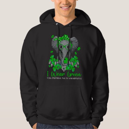 I Wear Green For Cerebral Palsy Awareness Elephant Hoodie
