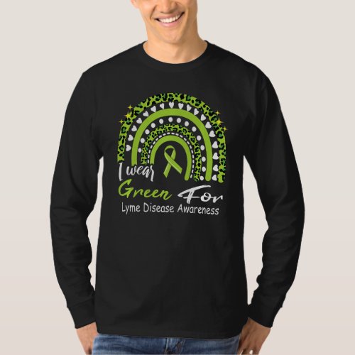 I Wear Green For Lyme Disease Awareness Rainbow Gr T_Shirt