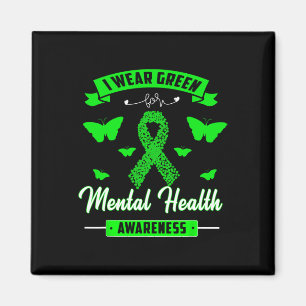 I Wear Green For Mental Health Awareness Ribbon Bu Magnet