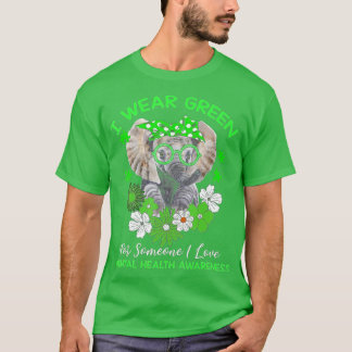 I Wear Green For Mental Health Awareness Ribbon El T-Shirt