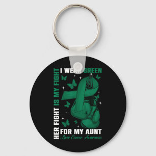 I Wear Green For My Aunt Liver Cancer Awareness Bo Keychain