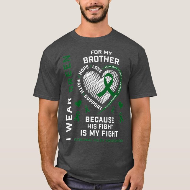 I Wear Green For My Brother Cerebral Palsy Kids T-Shirt (Front)