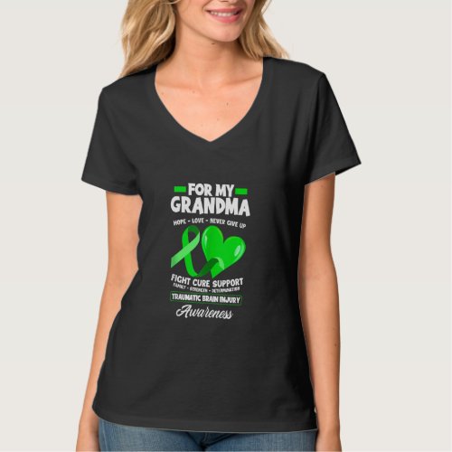 I Wear Green For My Grandma TBI Brain Injury Aware T_Shirt