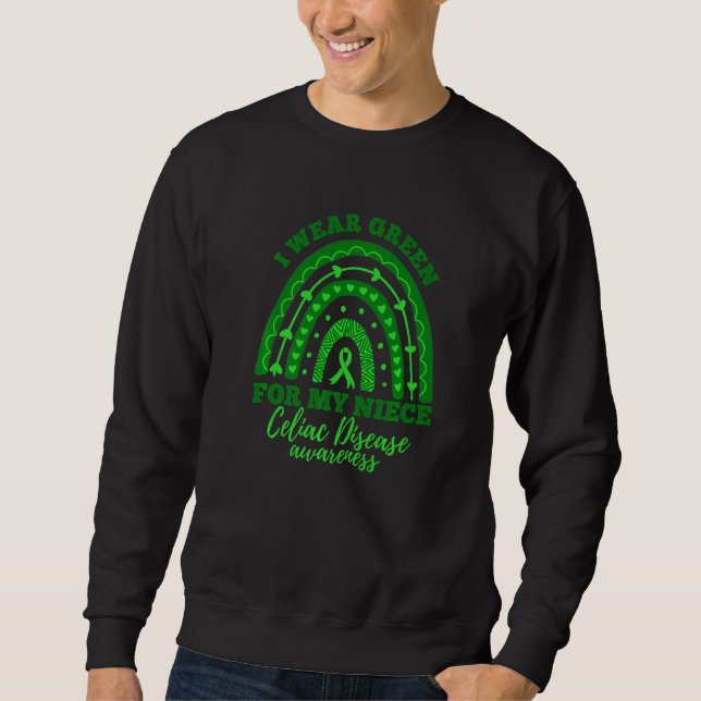 I Wear Green For My Niece Rainbow Celiac Disease A Sweatshirt (Front)