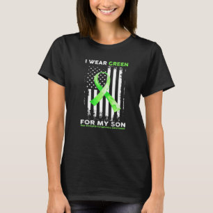 I Wear Green For My Son Lymphoma Awareness Flag T-Shirt