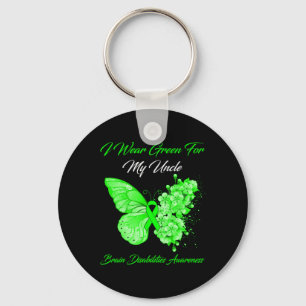 I Wear Green For My Uncle Brain Disabilities Aware Keychain