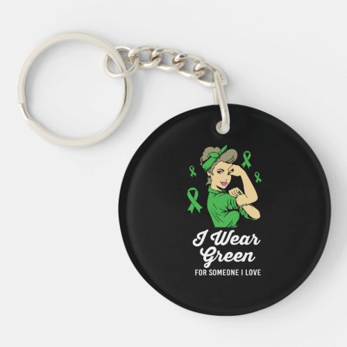 I Wear Green For Someone I Love TBI For Women Keychain