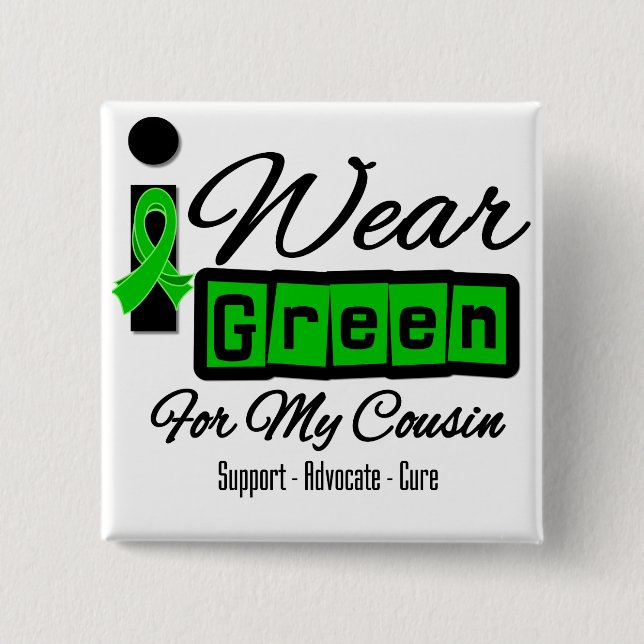 I Wear Green Ribbon (Retro) - Cousin Pinback Button (Front)
