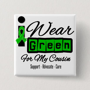I Wear Green Ribbon (Retro) - Cousin Pinback Button