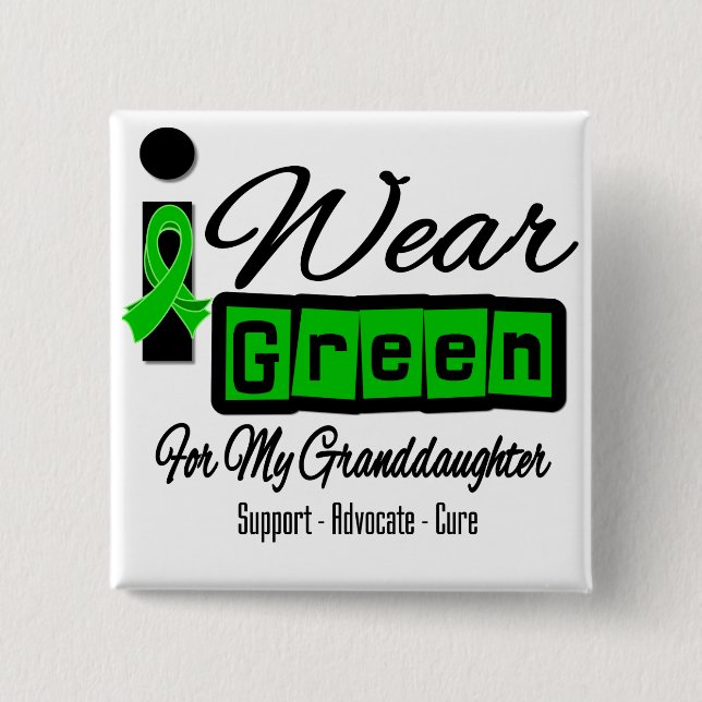 I Wear Green Ribbon (Retro) - Granddaughter Button (Front)