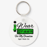 I Wear Green Ribbon (Retro) - Grandson Keychain