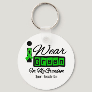 I Wear Green Ribbon (Retro) - Grandson Keychain