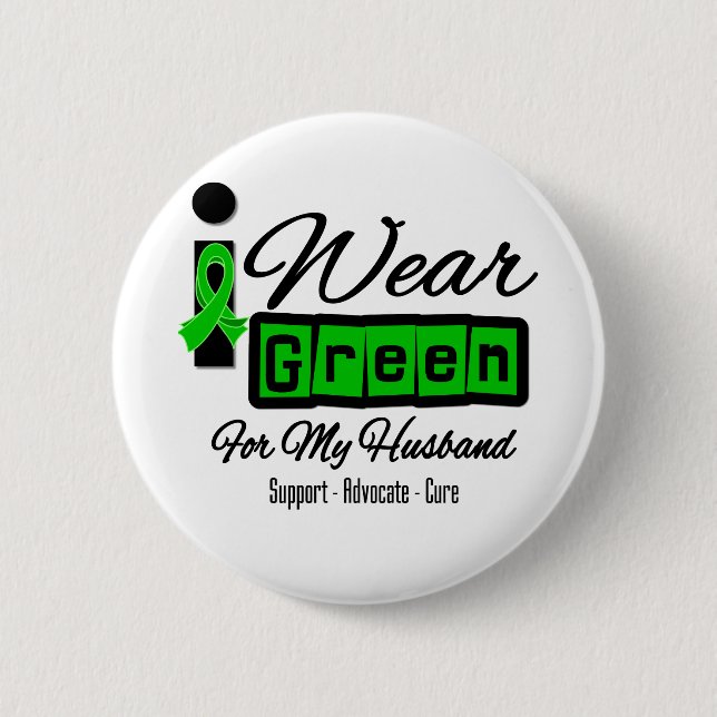 I Wear Green Ribbon (Retro) - Husband Button (Front)