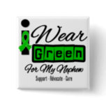 I Wear Green Ribbon (Retro) - Nephew Pinback Button