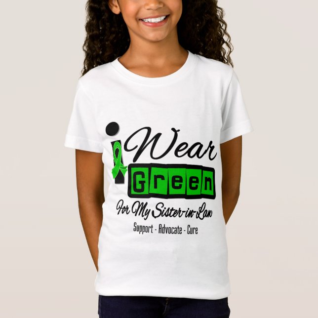 I Wear Green Ribbon (Retro) - Sister-in-Law T-Shirt (Front)