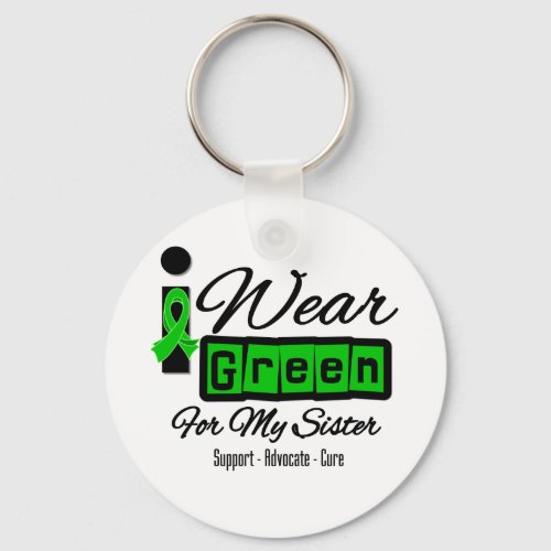 I Wear Green Ribbon Retro _ Sister Keychain