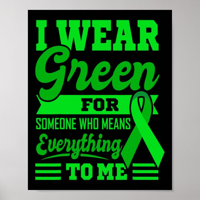 I WEAR GREEN World Cancer Day Gift Green Ribbon Ch Poster (Front)
