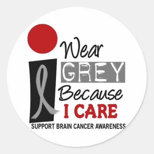 I Wear Grey Because I Care 9 BRAIN CANCER Classic Round Sticker