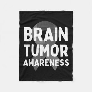 I Wear Grey For Brain Tumor Awareness Grey S Ribbo Fleece Blanket