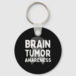 I Wear Grey For Brain Tumor Awareness Grey S Ribbo Keychain
