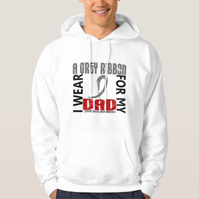I Wear Grey For My Dad 46 Brain Cancer Hoodie (Front)