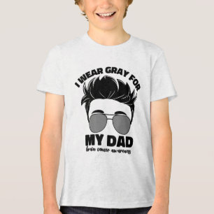 I Wear Grey For My Dad Brain Cancer Warrior Men Bo Tri-Blend Shirt