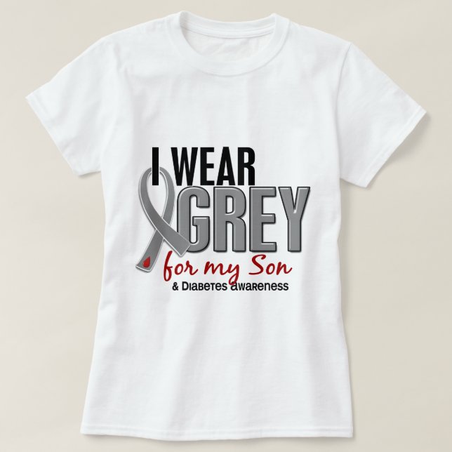 I Wear Grey For My Son 10 Diabetes T-Shirt (Design Front)