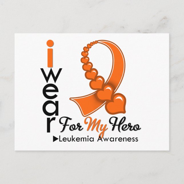 I Wear Leukemia Ribbon For My Hero Postcard (Front)