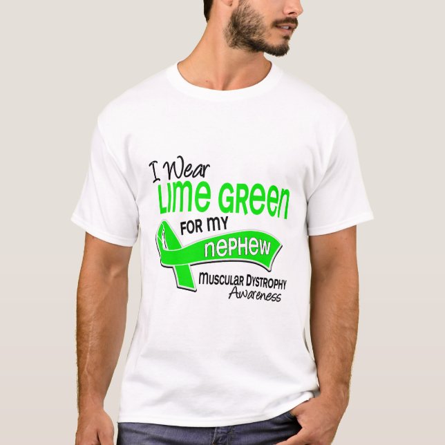 I Wear Lime Green 42 Nephew Muscular Dystrophy T-Shirt (Front)