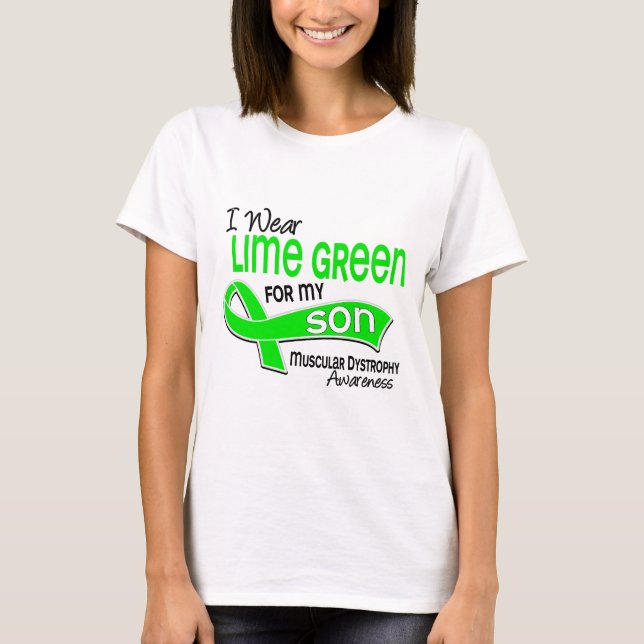 I Wear Lime Green 42 Son Muscular Dystrophy T-Shirt (Front)