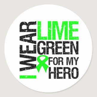 I Wear Lime Green For My Hero - Lymphoma Classic Round Sticker