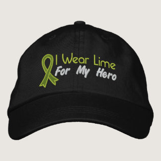 I Wear Lime Green For My Hero - Lymphoma Embroidered Baseball Hat
