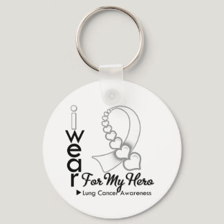 I Wear Lung Cancer Ribbon For My Hero Keychain