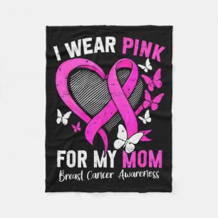 I Wear Nk For Mom Breast Cancer Awareness Butterfl Fleece Blanket
