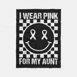 I Wear Nk For My Aunt Smile Face Breast Cancer Wom Fleece Blanket