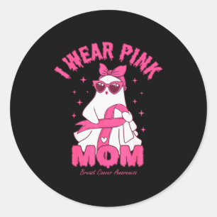 I Wear Nk For My Mom Boo Ghost Breast Cancer Aware Classic Round Sticker