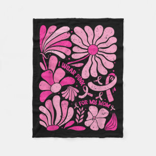 I Wear Nk For My Mom Breast Cancer Boho Floral Nk Fleece Blanket