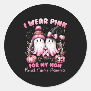 I Wear Nk For My Mom Halloween Breast Cancer Aware Classic Round Sticker